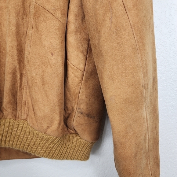 Vintage Cresco Leather Tan Bomber Jacket Size 46 - Picture 7 of 16
